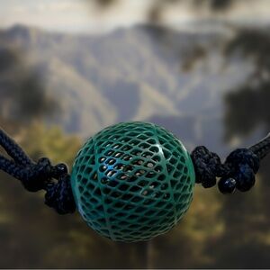 green hand carved bone bead necklace